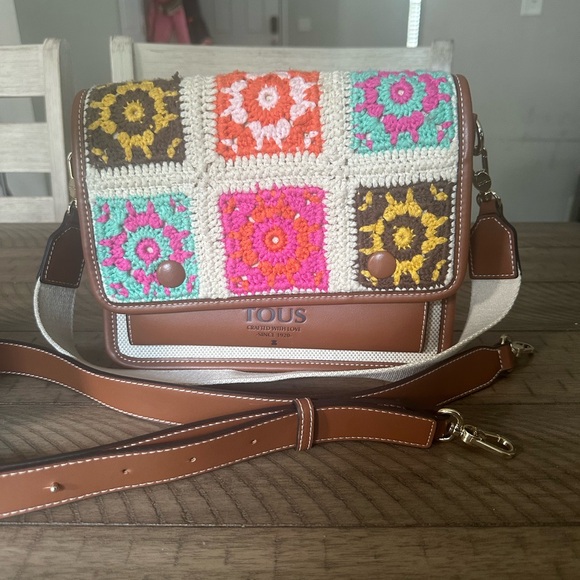 Medium Audree TOUS Crochet Crossbody Bag with Colorful Crochet Flap - Picture 8 of 8